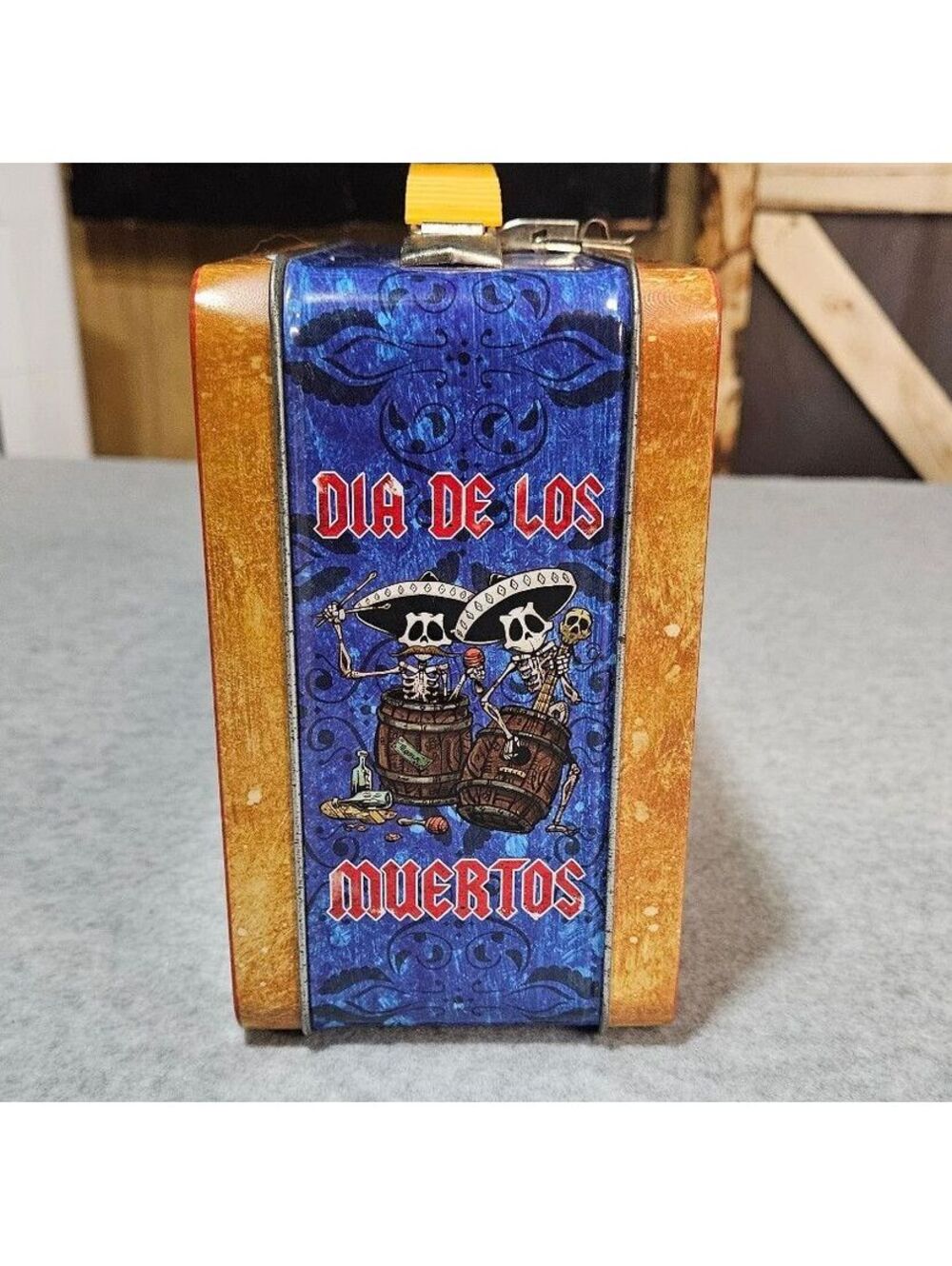 Vintage Dia de los Muertos Metal Lunchbox with Skeleton Band Artwork - Picture 3 of 7